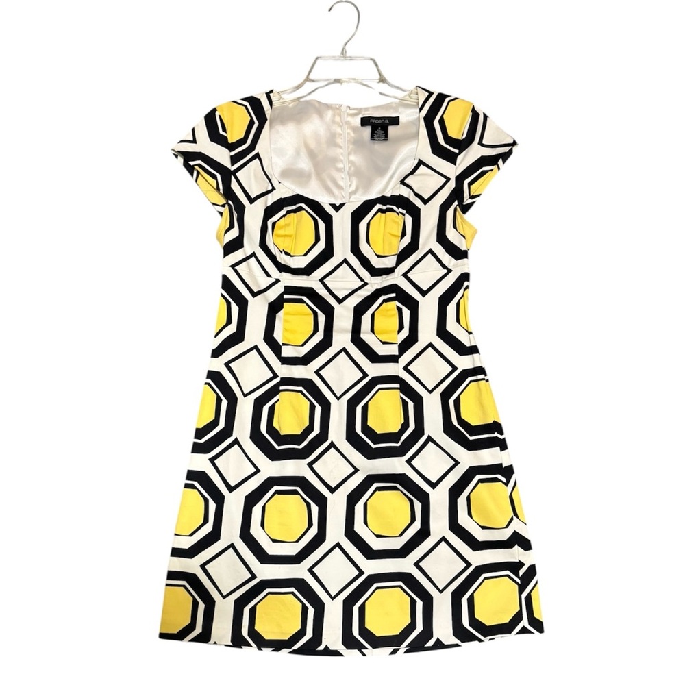 Arden B Geometric Yellow and Black Mini Dress